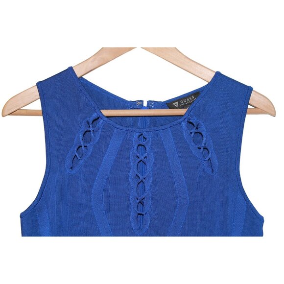 Guess Womens Sleeveless Blue Size M Bodycon Cocktail Bandage Dress Unique LaceUp - Picture 11 of 15